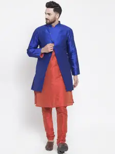 Kaifoo Men Rust Kurta with Churidar & Jacket