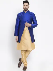 Kaifoo Men Golden Kurta with Churidar & Jacket