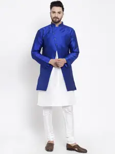 Kaifoo Men White Kurta with Churidar & Jacket