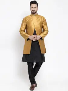 Kaifoo Men Black Kurta with Churidar & Jacket