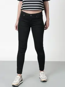 ether Women Black Skinny Fit Low-Rise Clean Look Jeans