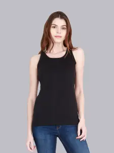 Fleximaa Women Black Solid T-shirt