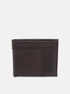 Park Avenue Men Black & Brown Textured Leather Two Fold Wallet