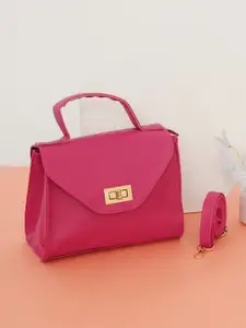 FABBHUE Pink PU Structured Satchel