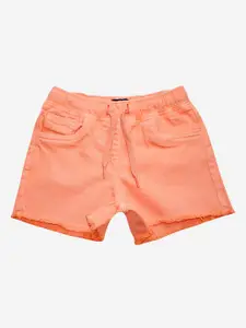KiddoPanti Girls Peach-Coloured Denim Shorts