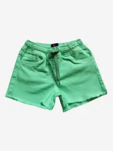 KiddoPanti Girls Green Denim Shorts