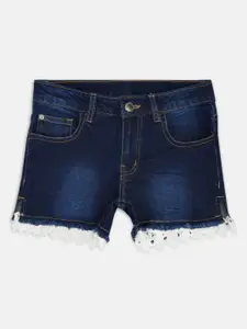 Pantaloons Junior Girls Blue Washed Denim Shorts