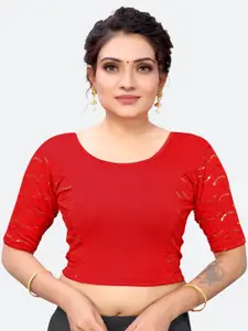 SIRIL Red Embellished Saree Blouse