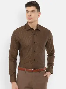 Louis Philippe Gods & Kings Men Brown Printed Giza Cotton Formal Shirt