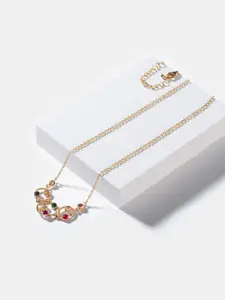 SHAYA Red & Green Sterling Silver Gold-Plated Necklace