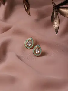 Ruby Raang Blue Teardrop Shaped Studs Earrings