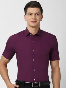 Peter England Men Purple Slim Fit??????? Pure Cotton Formal Shirt