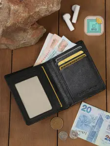 LOUIS STITCH Men Black Leather Two Fold Wallet