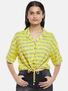 People Women Yellow Printed Casual Shirt