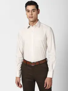 Peter England Men Cream-Coloured Formal Shirt