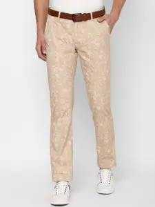 Allen Solly Men Beige Floral Printed Slim Fit Trousers