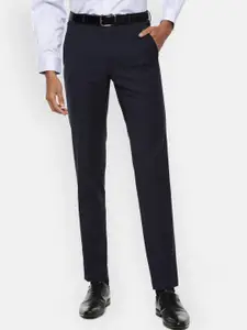 Van Heusen Men Navy Blue Slim Fit Formal Trousers