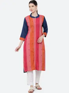 KETAKI FASHION Women Orange Striped Jacquard Kurta