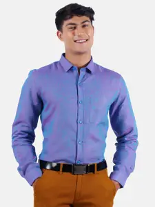 Ramraj Men Teal Linen Formal Shirt