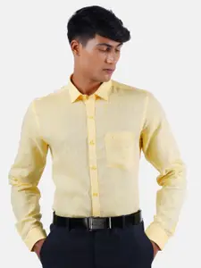 Ramraj Men Yellow Linen Formal Shirt