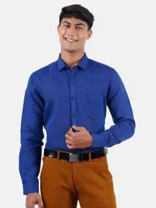Ramraj Men Blue Linen Formal Shirt