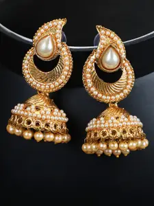 ANIKAS CREATION Gold Plated Contemporary Jhumkas Earrings