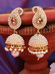 ANIKAS CREATION Gold Plated  Contemporary Jhumkas Earrings