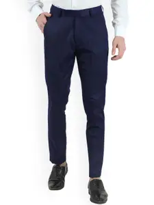 VEI SASTRE Men Navy Blue Smart Slim Fit Trousers