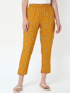 Smarty Pants Women Mustard Yellow Printed Lounge Pants