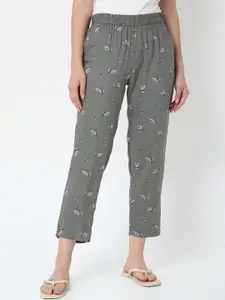 Smarty Pants Women Grey Cotton Floral Print Lounge Pants