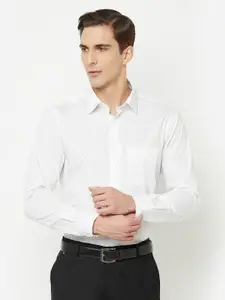 Cantabil Men White Printed Formal Shirt