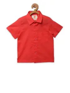 charkhee Boys Red Comfort Pure Cotton Casual Shirt