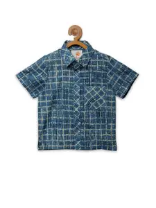 charkhee Boys Blue Comfort Checked Pure Cotton Casual Shirt