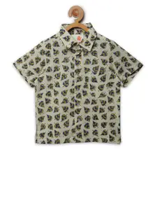 charkhee Boys Beige Comfort Floral Printed Casual Shirt