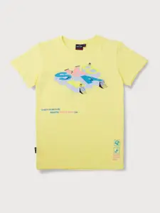 Gini and Jony Boys Yellow Printed T-shirt
