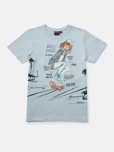 Gini and Jony Boys Grey Printed T-shirt