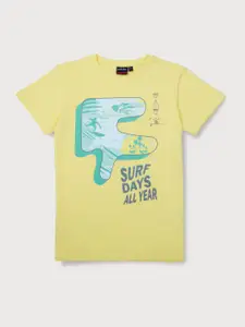 Gini and Jony Boys Yellow Printed T-shirt