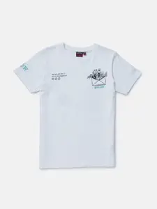 Gini and Jony Boys White Printed T-shirt