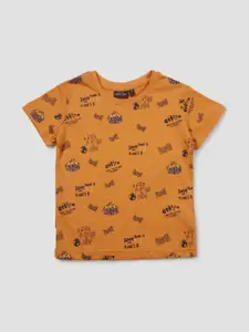 Gini and Jony Boys Orange Printed T-shirt