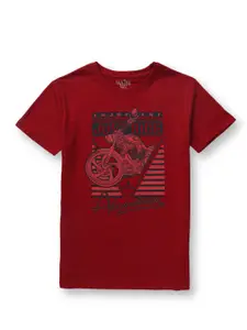Palm Tree Boys Red Printed T-shirt
