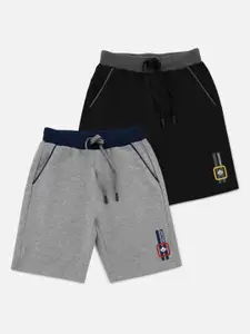 HELLCAT Boys Black & Grey Set Of 2 Shorts