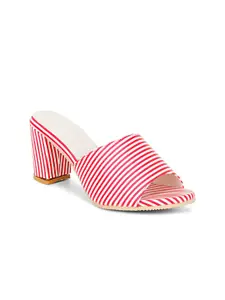 Misto Red & White Striped Block Sandals