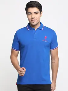 Masculino Latino Men Blue Polo Collar Bio Finish Cotton ???????T-shirt