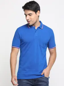 Masculino Latino Men Blue Polo Collar Bio Finish Cotton ???????T-shirt