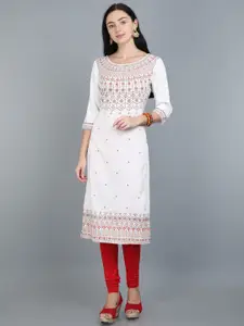 Marcia Women White Ethnic Motifs Printed Kurta