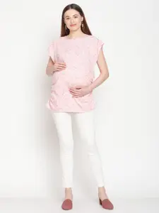 Rute Pink Floral Printed Maternity Top