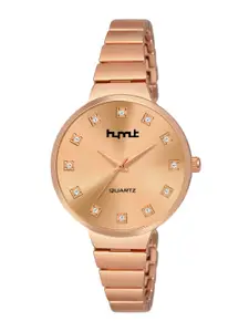 HYMT Women Brown Embellished Dial & Stainless Steel Straps Analogue Watch HMTY-8010