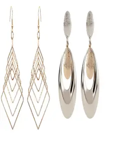 CHOCOZONE Gold-Plated Contemporary Drop Earrings