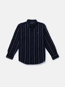 Gini and Jony Boys Blue Classic Striped Casual Shirt