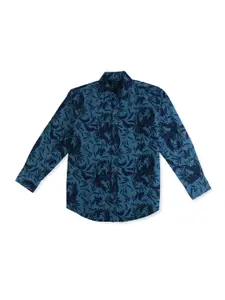 Gini and Jony Boys Blue Classic Floral Printed Casual Shirt